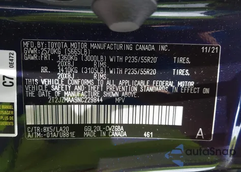 2022 Lexus Rx 350 z USA, uszkodzony, nr VIN 2T2JZMAA9NC229844